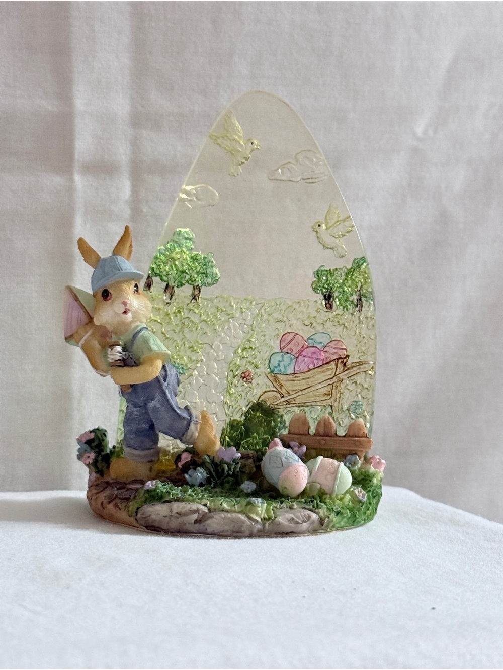 Easter Bunny Garden Figurine with Pastel Accents